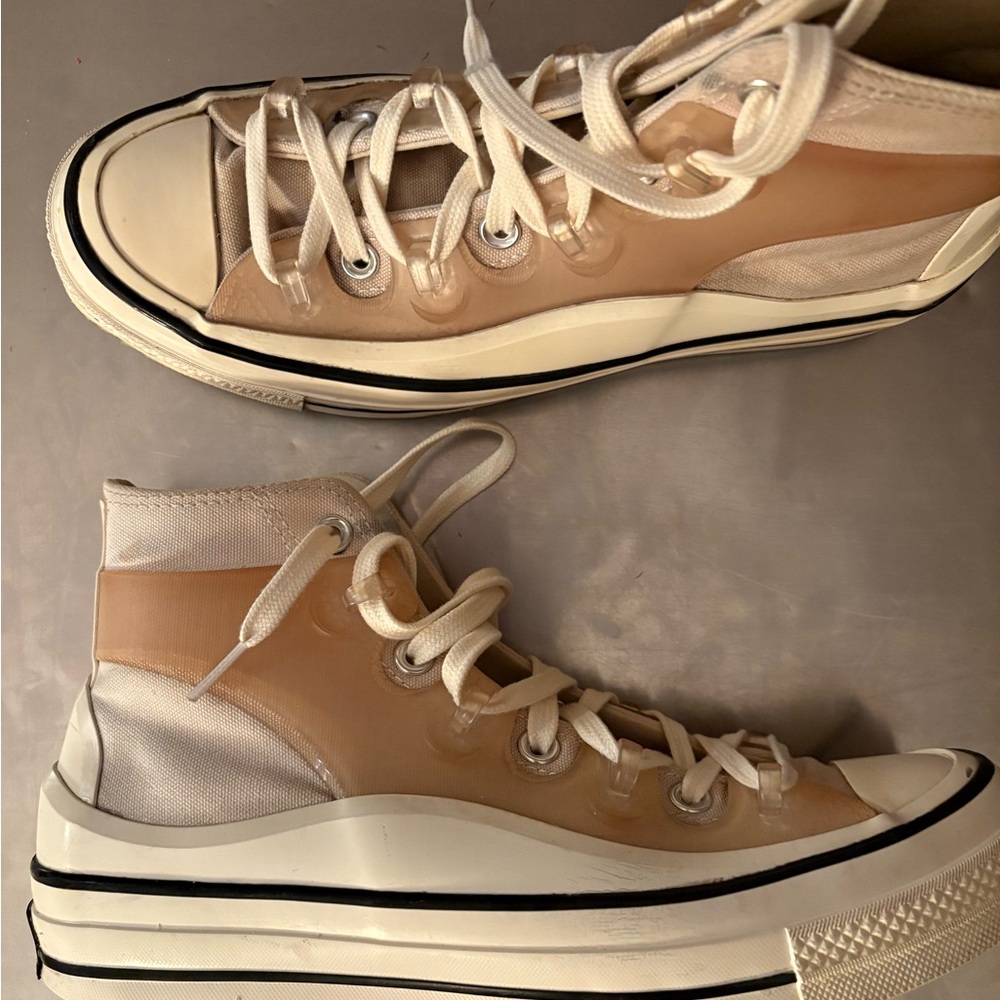 Converse High-Top Sneakers in Cream and White